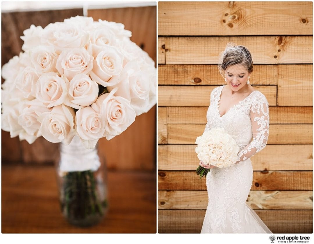 Wedding Portrait of Bride and Flower Bouquet